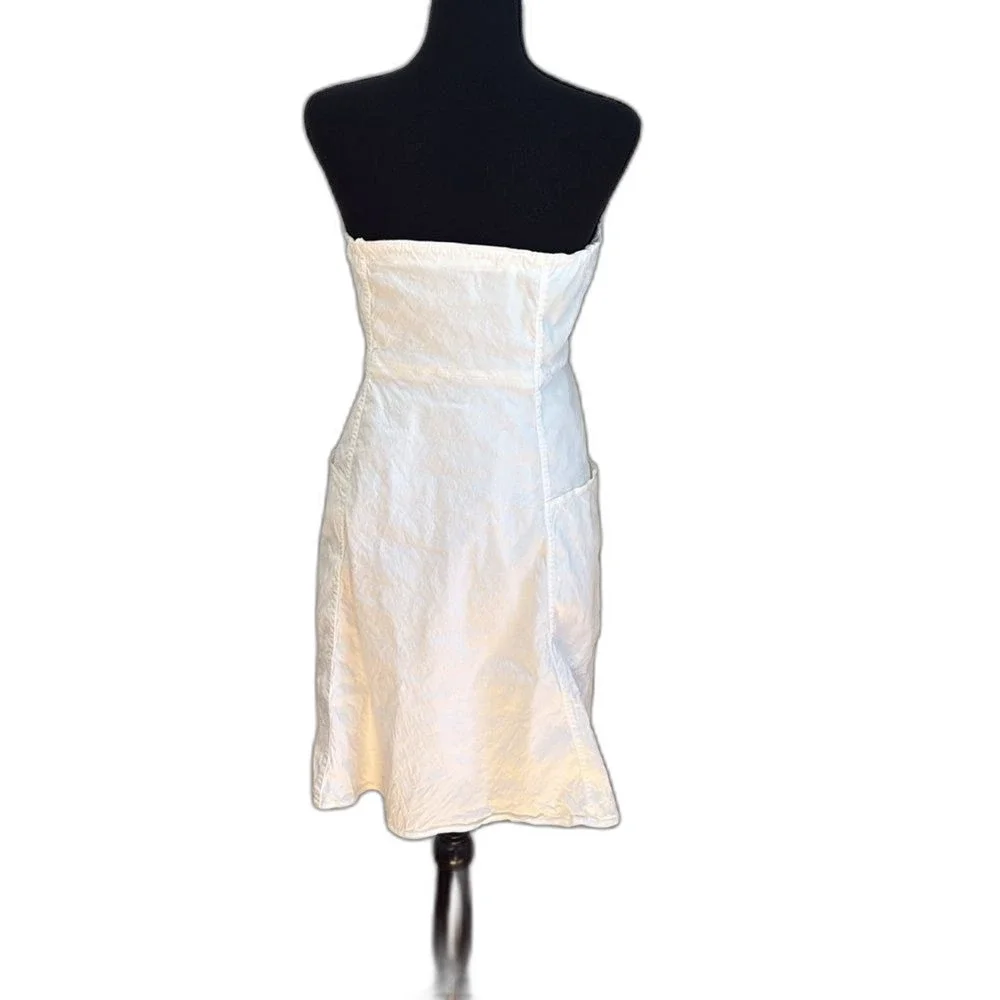 THEORY Kayleigh Good Linen Button Front Linen Blend Midi Dress in White. Size 10 - Picture 5 of 6